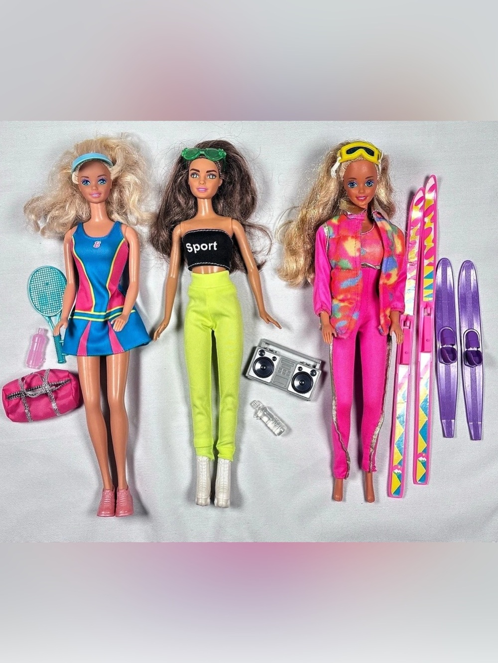 Vintage Mattel Barbie Doll Lot - Sports fun with Accessories (3 Dolls)